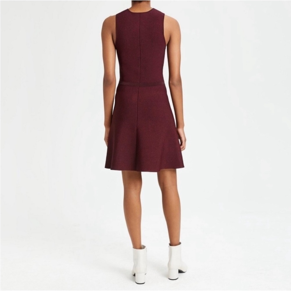 Theory Knit Flare Mini Dress in Burgundy - Picture 2 of 12